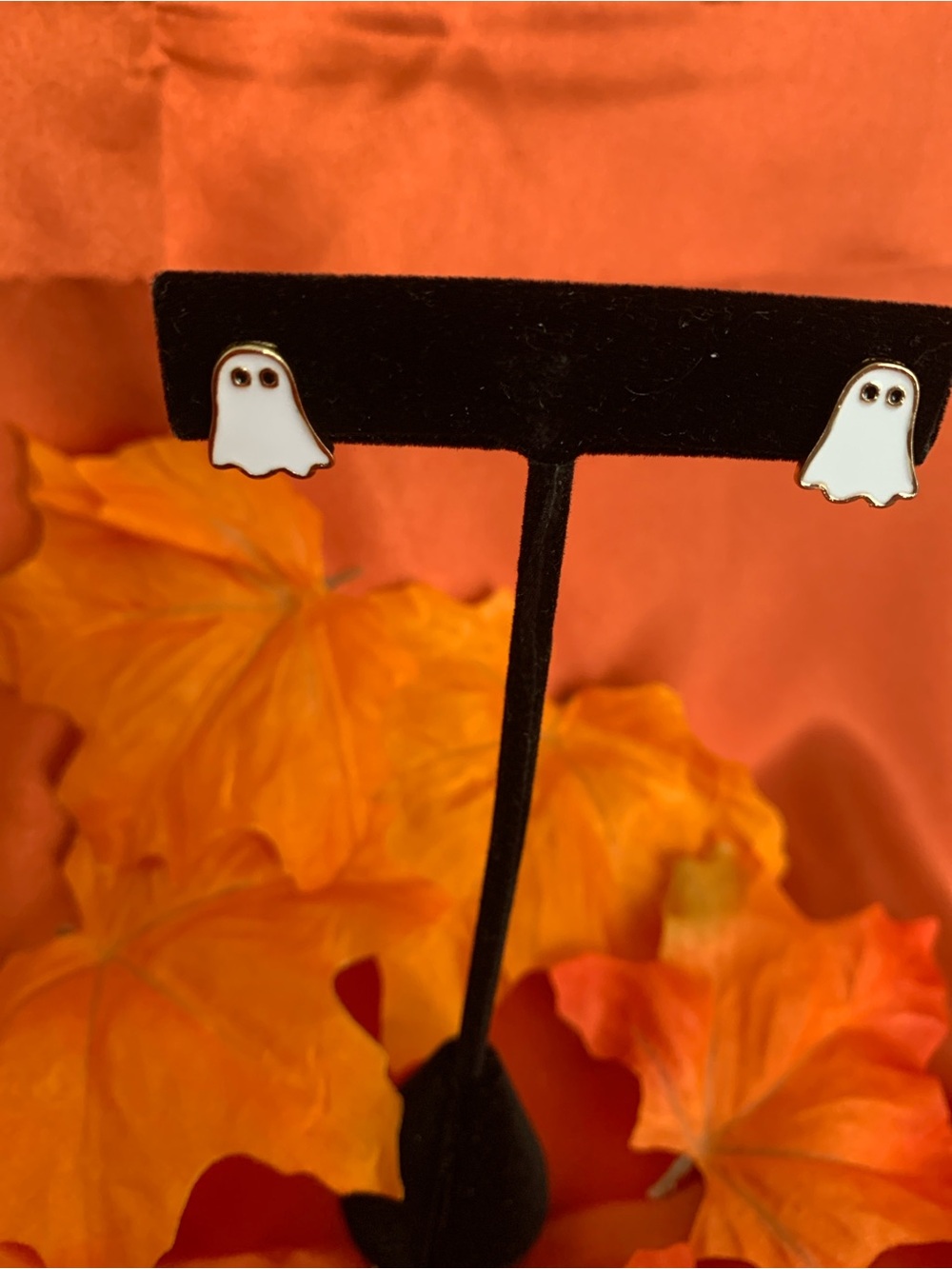 Cute White Ghost Enamel Stud Earrings - Kids Accessories - Picture 2 of 4
